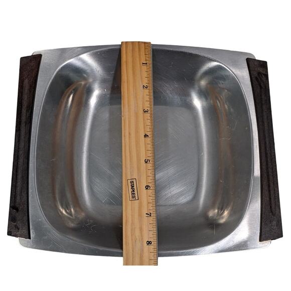 VTG Stainless Steel Teakwood MCM Tray Serving Handles Danish Modern 18/8 Denmark - Picture 8 of 10